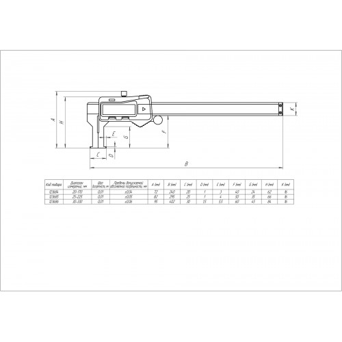 Штангенциркуль для внутренних канавок ШЦЦСК-1-170 0,01 (20-170) электронный SHAN