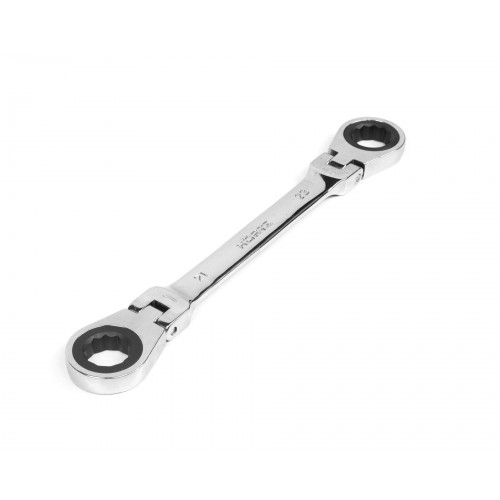 Ключ накидной двусторонний 21х23 трещоточный шарнирный хромированныйHOR