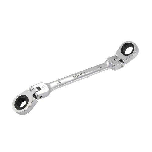 Ключ накидной двусторонний 14х15 трещоточный шарнирный хромированныйHOR