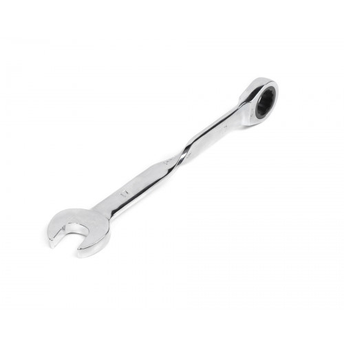 Ключ комбинированный трещоточный удлиненный 17х17 с изогнутой рукояткой хромированный HOR