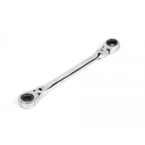 Ключ накидной двусторонний  8х 9 трещоточный шарнирный хромированныйHOR