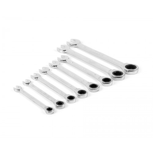 Набор ключей комбинированных трещоточных 8 шт. (8-19) хромированных HORTZ