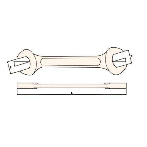 Ключ гаечный рожковый двусторонний 10х12 искробезопасный сплав AlCu 146-1012, HORTZ
