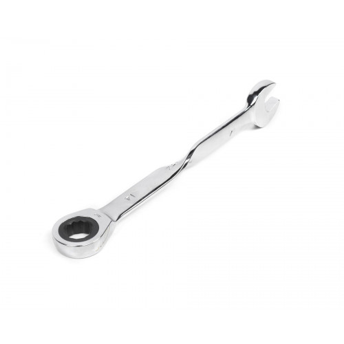 Ключ комбинированный трещоточный удлиненный 14х14 с изогнутой рукояткой хромированный HOR