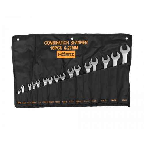 Набор ключей гаечных комбинированных 16 шт. (6-27) хромированных HORTZ