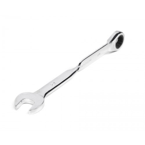 Ключ комбинированный трещоточный удлиненный 24х24 с изогнутой рукояткой хромированный HOR