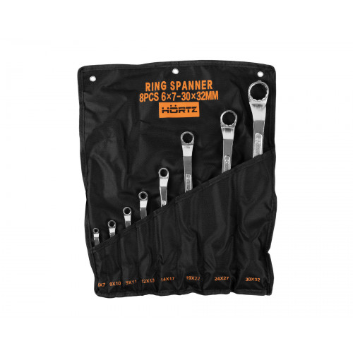 Набор ключей накидных двусторонних 8 шт. (6-32) хромированных HORTZ