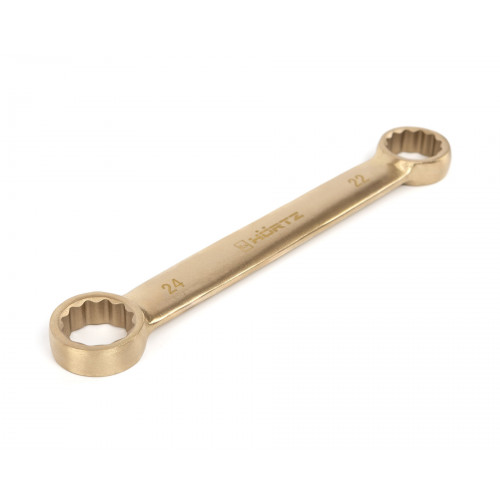Ключ гаечный накидной двусторонний плоский 22х24 искробезопасный сплав AlCu 153A-2224, HORTZ