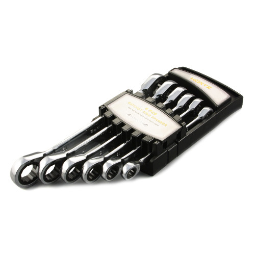 Набор ключей накидн.трещот. 6шт. (8-19) хромированныйHOR