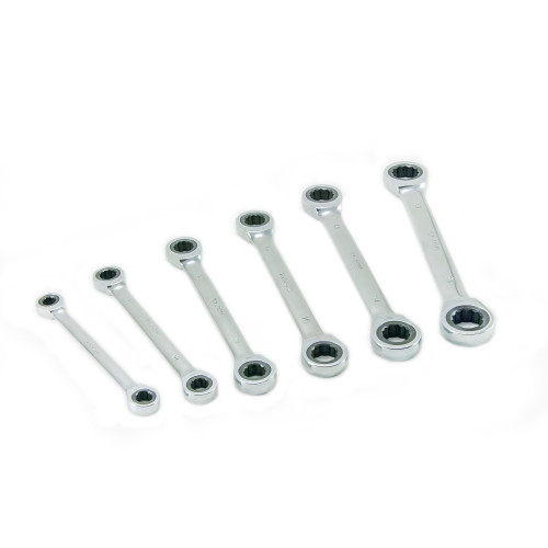 Набор ключей накидн.трещот. 6шт. (8-19) хромированныйHOR