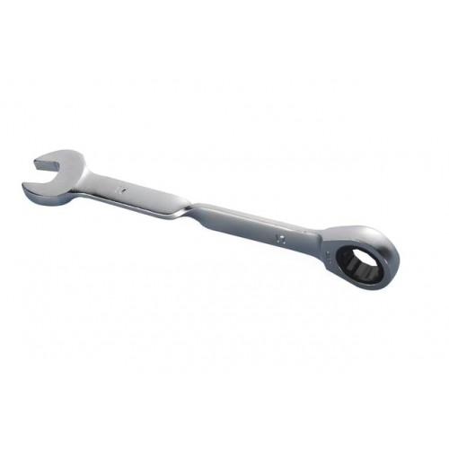 Ключ комбинированный трещоточный удлиненный 17х17 с изогнутой рукояткой хромированный HOR