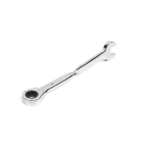 Ключ комбинированный трещоточный удлиненный 11х11 с изогнутой рукояткой хромированный HOR