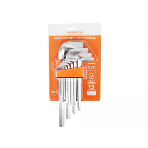 Набор ключей шестигранных 2-19 (13шт) хром. HORTZ