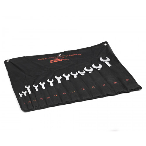 Набор ключей комб.трещот.шарн.13шт.(8-32) хромированныйHOR