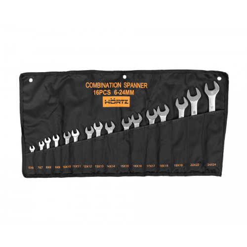 Набор ключей гаечных комбинированных 16 шт. (6-24) хромированных HORTZ