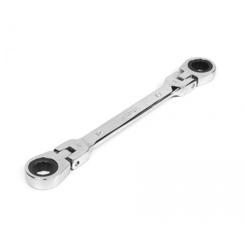 Ключ накидной двусторонний 12х13 трещоточный шарнирный хромированныйHOR
