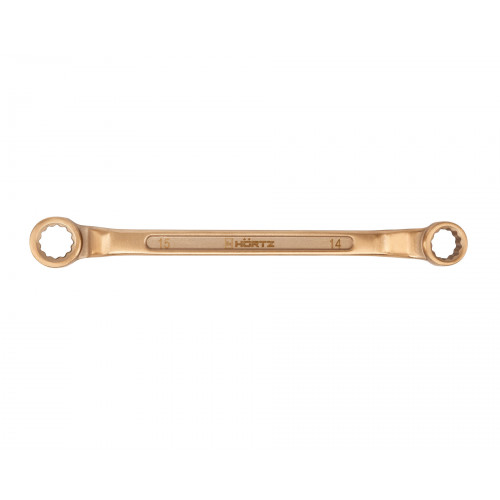 Ключ гаечный накидной двусторонний коленчатый 14х15 искробезопасный сплав BeCu 151-1415, HORTZ
