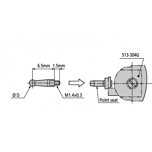 Наконечник d=3mml=36,8mm твердосплавный 137747 Mitutoyo