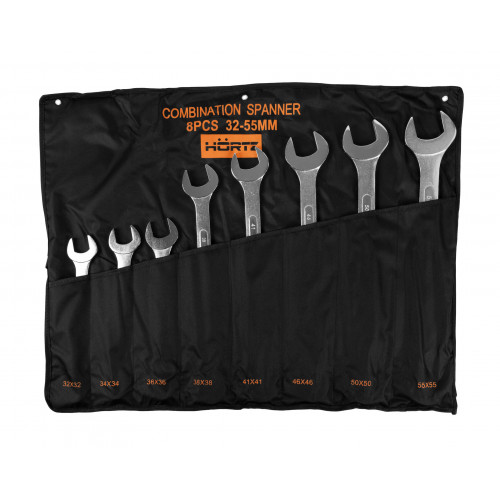Набор ключей гаечных комбинированных 8 шт. (32-55) хромированных HORTZ