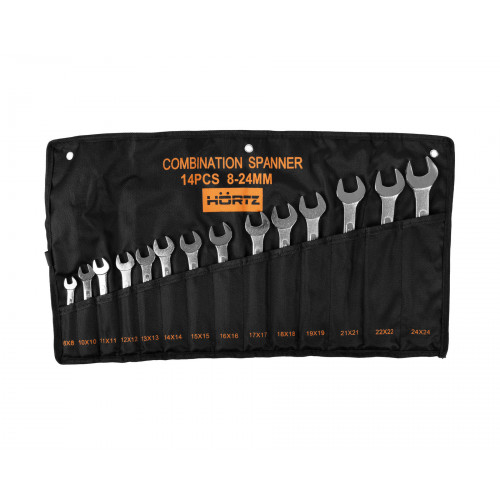 Набор ключей гаечных комбинированных 14 шт. (8-24) хромированных HORTZ