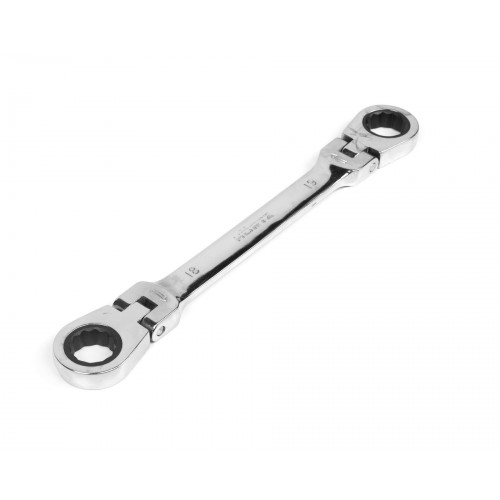 Ключ накидной двусторонний 18х19 трещоточный шарнирный хромированныйHOR