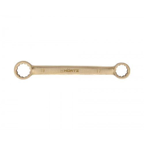 Ключ гаечный накидной двусторонний плоский 17х19 искробезопасный сплав AlCu 153A-1719, HORTZ