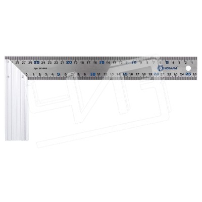 Угольник КОБАЛЬТ столярный 250 мм, нерж.сталь , алюминиевое основание