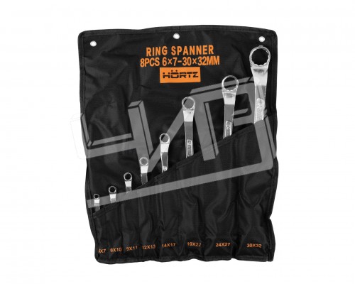 Набор ключей накидных двусторонних 8 шт. (6-32) хромированных HORTZ