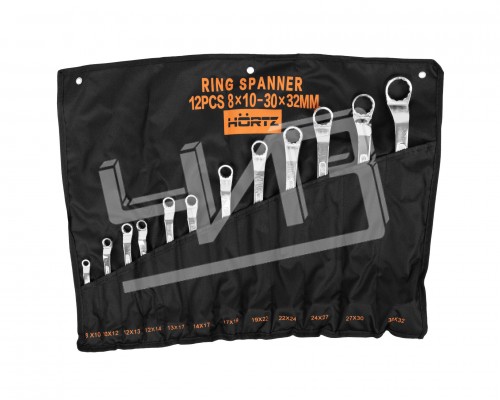 Набор ключей накидных двусторонних 12 шт. (8-32) хромированных HORTZ