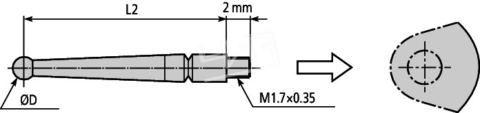 Наконечник  d=2mml=36,8mm твердосплавный 129949 Mitutoyo
