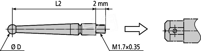 Наконечник d=2mml=12,8mm твердосплавный 21CZA036 Mitutoyo
