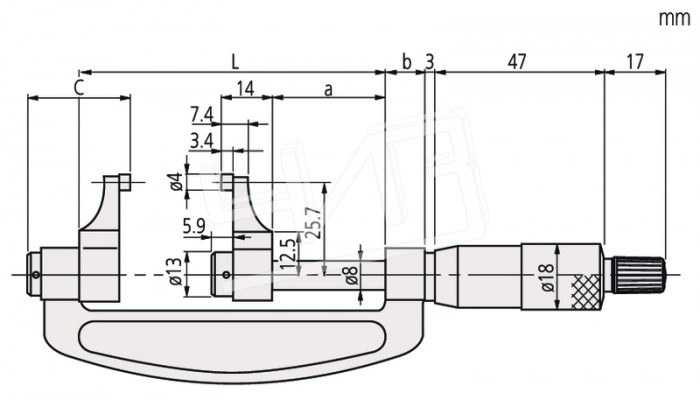 Микрометр с бок.губками-250 0,01 143-110 Mitutoyo