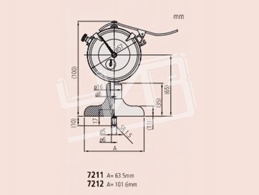 Глубиномер индикаторный ГИ-200 0,01 (основание  63,5мм) (измер. головка 2902 SB) 7211 Mitutoyo