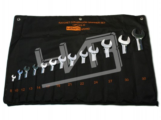 Набор ключей комб.трещот. 13шт. (8-32) хромированныйHORTZ