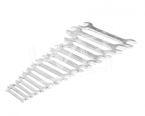 Набор ключей гаеч.двуст. 15шт. (10-55) хромированный HORTZ