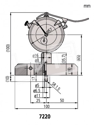 Глубиномер индикаторный ГИ-200 0,01 (основание 100мм) (измер. головка 2902 SB) 7220 Mitutoyo