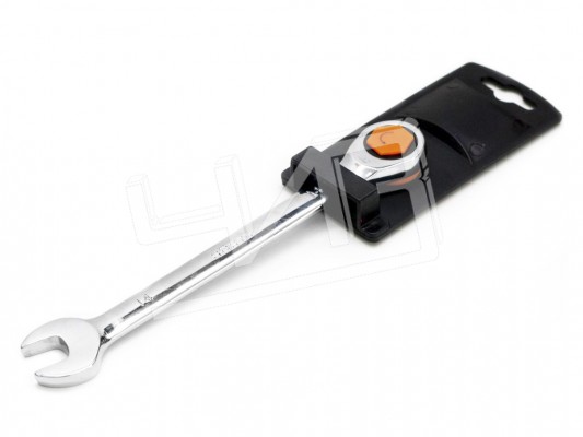 Ключ комбинированный трещоточный 19х19 хромированный HORTZ