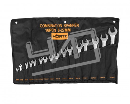 Набор ключей гаечных комбинированных 16 шт. (6-27) хромированных HORTZ