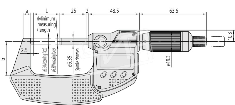 Микрометр МКЦ-  50 0,001 электронный 3-кн. с фрикционным барабаном, шаг 2мм MDE-50PX 293-146-30 Mitutoyo