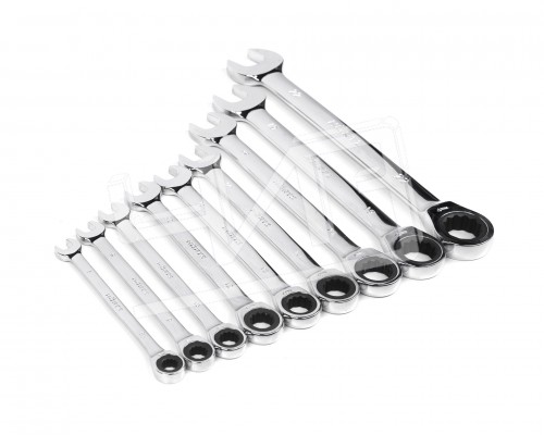 Набор ключей комб.трещот.  9шт. (8-22) хромированныйHORTZ