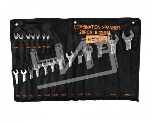 Набор ключей гаечных комбинированных 20 шт. (6-32) хромированных HORTZ