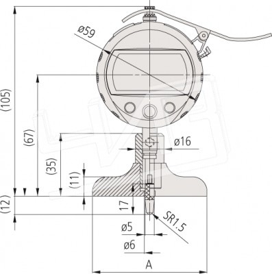 Глубиномер индикаторный ГИЦ-200 0,01 электронный (основание  63,5мм) 547-211 Mitutoyo