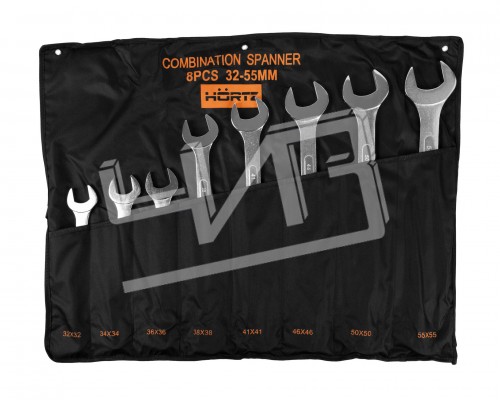 Набор ключей гаечных комбинированных 8 шт. (32-55) хромированных  HORTZ